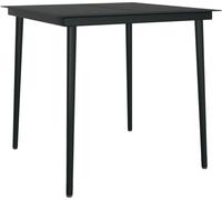 Table à dîner de jardin Noir 80x80x74 cm Acier et verre