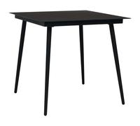Table à dîner de jardin Noir 80x80x74 cm Acier et verre