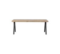 Table à dîner en bois de manguier beige, 4 places, rectangulaire, plateau motif chevrons, pieds en U acier noir mat - Woood, Tablo - 180x90x75 cm