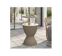 vidaXL Table 3 en 1 avec seau à glace Marron clair Polypropylène