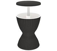 Table à glacière 3 en 1 Noir polypropylène Aspect rotin 48x48x57/82 cm capacité 30 L pour Table Basse Cocktail extérieur Patio Balcon
