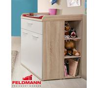 Table à langer + 2 étagères latérales et armoire en chêne Sonoma / blanc