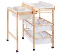 Table à langer avec 1 baignoire et 2 compartiments - marron