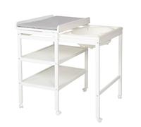 roba Table à Langer avec Baignoire Bébé Coulissante Baby Pool + Matelas à Langer Hydrofuge roba Style Gris - avec Tuyau de Vidange et 6 Roulettes - Bois Laqué Blanc