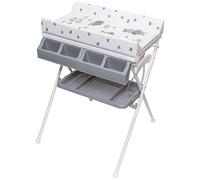 Table à langer avec baignoire | Combinaison de table à langer mobile | Pliable | Grande surface de change | Commode à langer pour bébés et jeunes enfants | MY LITTLE FARM GRIS