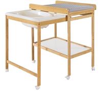 roba Combinaison bain/changement + matelas à langer Style gris - Table à langer mobile avec baignoire - Combinaison avec surface à langer extensible - bois naturel