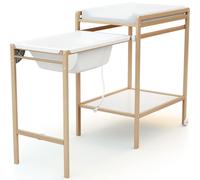 Table à Langer avec baignoire en bois de hêtre verni Essentiel