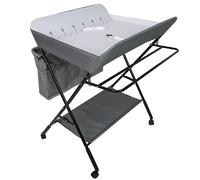Table à langer Bébé Bureau de soins pliable Hauteur réglable Roues verrouillables Ceinture de sécurité Gris