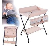 Table à langer - Commode avec baignoire - Nourrissage du bébé - Pliable, portable - jusqu'à 25 kg - Rose