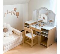 Table à langer en bois pour enfants avec chaise, accessoires et éclairage LED