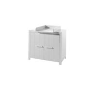 Commode Erik à 2 portes avec étagère à couches - blanche
