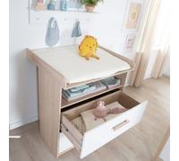 Table à Langer Évolutive ROBA Cabane, 2 Tiroirs, Extension Amovible, Chêne/Blanc