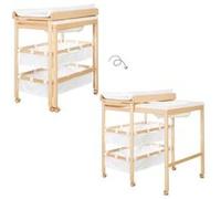 Table a langer extensible avec baignoire - BABY POOL - Matelas a langer ' Style' blanc inclus - Bois naturel Blanc G