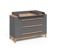 Table à langer Vitalispa Malia Gris/Artisan 133.2x98cm avec 3 tiroirs, Model 58356
