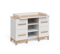 Table à langer Vitalispa Malia Blanc/Artisan 133x98cm XL avec 4 tiroirs, Model 58349