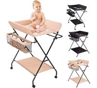 Table à langer mobile pliable Commode à langer Matelas à langer avec ceinture de sécurité pour bébés jusqu'à 12 mois