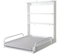 roba étagère à langer murale, blanche, avec matelas à langer 'roba style gris', pliable, peu encombrante, 2 compartiments