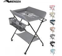 Table à langer pliable et portable pour bébé-MENGDA-Avec sac de rangement, gradué, rails et harnais-Hauteur réglable-80x66x92cm