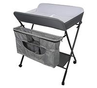 Table à Langer Pliable et Portable, Tables à Couches Mobile avec Sac de Rangement, Ceinture de Sécurité et Rangement Sous - Jacent, Soin pour Nouveaux-Nés avec Roues (80 * 63 * 93-99cm)