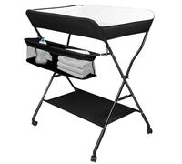 Table à Langer Pliable, Tables à Couches pour Bébé avec Ceinture de Sécurité, Soin pour Nouveaux-Nés avec Sac de Rangement et Couche Inférieure (Noir-86 * 62 * 96cm)