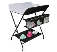 Table à Langer Pliable, Tables à Couches pour Bébé avec Ceinture de Sécurité, Soin pour Nouveaux-Nés avec Sac de Rangement et Couche Inférieure (Noir et blanc-79 * 55.5 * 96cm)