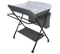 Table à Langer Pliante avec Panier de Rangement, Table à Couches, Mobile Tables à Langer pour Bébé avec Ceinture de Sécurité, Réglable en Hauteur (80 * 63 * 93-99cm)