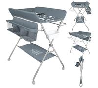 Table à Langer Pliante avec Panier de Rangement, Zone de suspension et Mini bassin d'eau, Table à Langer Pliable et Portable pour Nouveaux-Nés, Soins à Guichet Unique (Gris foncé, 80 * 58 * 90cm)