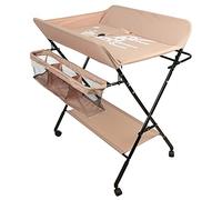 Table à Langer Pliante,Commode à langer pliable pour bébé,Table à langer avec étagères de rangement, Espace de rangement+fermoir de sécurité, motif girafe. (abricot)