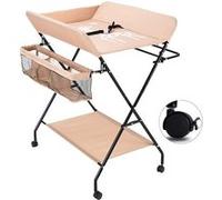 Table à langer portable pour bébé, design pliable, hauteur réglable avec roues, Table à langer, Couleur : Kaki, Variante : Kaki avec roues