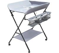 Table à langer pour bébés - Pliable - Réglable en hauteur - Matelas inclus - Ceinture de sécurité - Dimensions : 80 × 63 × 96 cm - Jusqu'à 25 kg - Gris