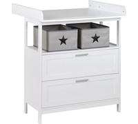 Table à Langer Roba Hamburg, 2 Tiroirs, 2 Boîtes de Rangement, Blanc, 92 cm Hauteur