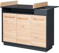 Commode À Langer Évolutive 3 Portes Et Compartiments Ouverts Lenn Anthracite / Chêne Artisan TU