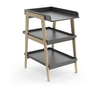 TSUGA Table à langer - bois massif et MDF - L.58 x P.71,1 x H.101,2 cm - Pour matelas 50x70 cm - Gris graphite
