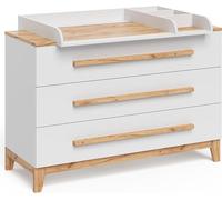 Table à langer Vitalispa Malia Blanc/Artisan 133.2x98cm avec 3 tiroirs, Model 58355