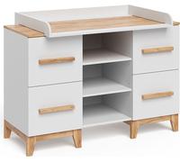 Table à langer Vitalispa Malia Blanc/Artisan 133x98cm XL avec 4 tiroirs, Model 58349