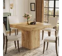Table à Manger 100 cm, Table de Cuisine Carrée pour 4 Personnes pour Salle à Manger, Cuisine, Salon, Petits Espaces, avec Plateau et Pieds épais (Marron Clair) [Dimensions et capacité d'accueil idéale