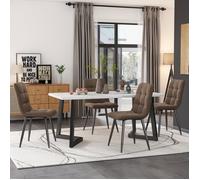 Table a manger + 4 Chaise salle a manger Table à manger rectangulaire 117 x 68 cm, chaises de cuisine en velours marron, pieds
