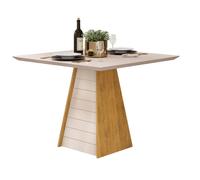 Table à Manger 4 Places Carrée Chêne et Blanc Dessus Verre L 90 H 80.7 cm - L 90 x l 90 x H 80.7 cm