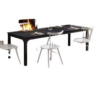 Table à manger, 6 à 8 places, style industriel rustique, noir