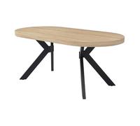 Table à manger 6 personnes en MDF et acier - Naturel clair et Noir - KOMONI
