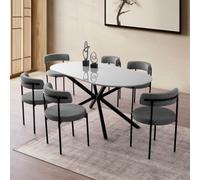 Table à manger 6 personnes gris et noir 180 cm KARVIA