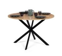 IDMarket Table à manger ronde Alix 6 personnes pied araignée bois et noir 110 cm
