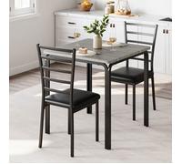 Table à Manger avec 2 Chaises,Ensemble Table et 2 Chaises,Cadre en Métal Noir,Table Cuisine carré 74x74x76cm,gris