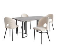 Table à manger avec 4 chaises - O.Ye - Salle à manger - Beige - 4 places - Rectangulaire gris TABLE A MANGER AVEC CHAISES