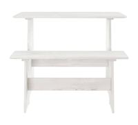 Table à manger avec banc REINE blanc bois de pin solide blanc G