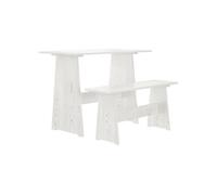 vidaXL Table à manger avec banc Blanc bois de pin solide
