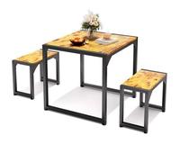 Table à Manger avec Bancs - Bealife - 1 Table - 2 Banc Encastrable - 2 Personnnes - Cadre Acier - Protection Angle - Cuisine