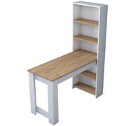 Table à manger avec étagère en bois - Marron et blanc