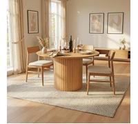 Table à manger BAHIA 6 personnes diamètre 120 cm / Décor Chêne artisan