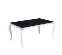 Table à manger BAROQUE 6 à 8 couverts pieds chrome plateau en verre 180x90 cm noir
